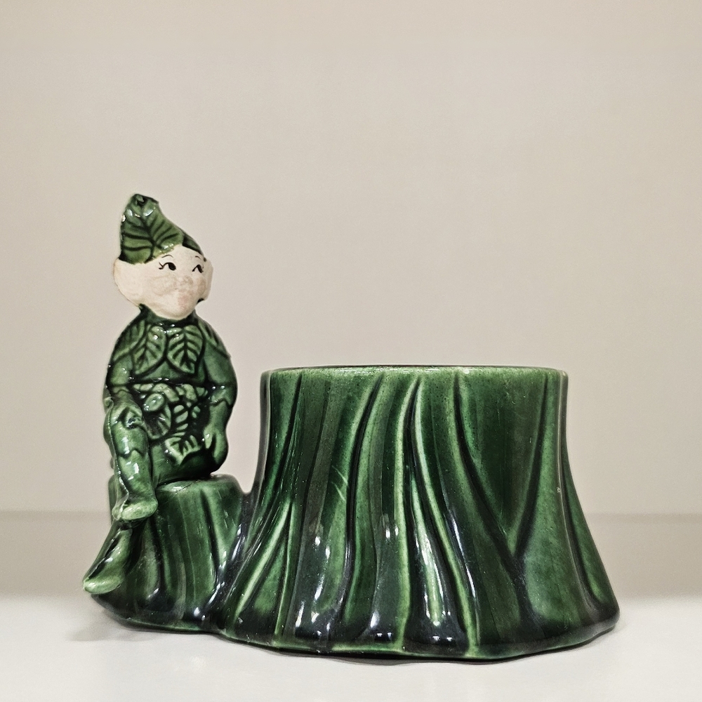 Vintage 1950s Treasure Craft Green PIXIE ELF Planter